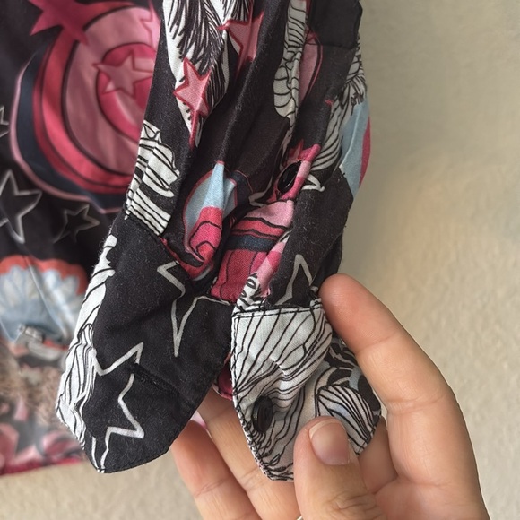 RARE Las Surenas Grey Pink Stars Cheetah Button Down Shirt size Small - Picture 4 of 9